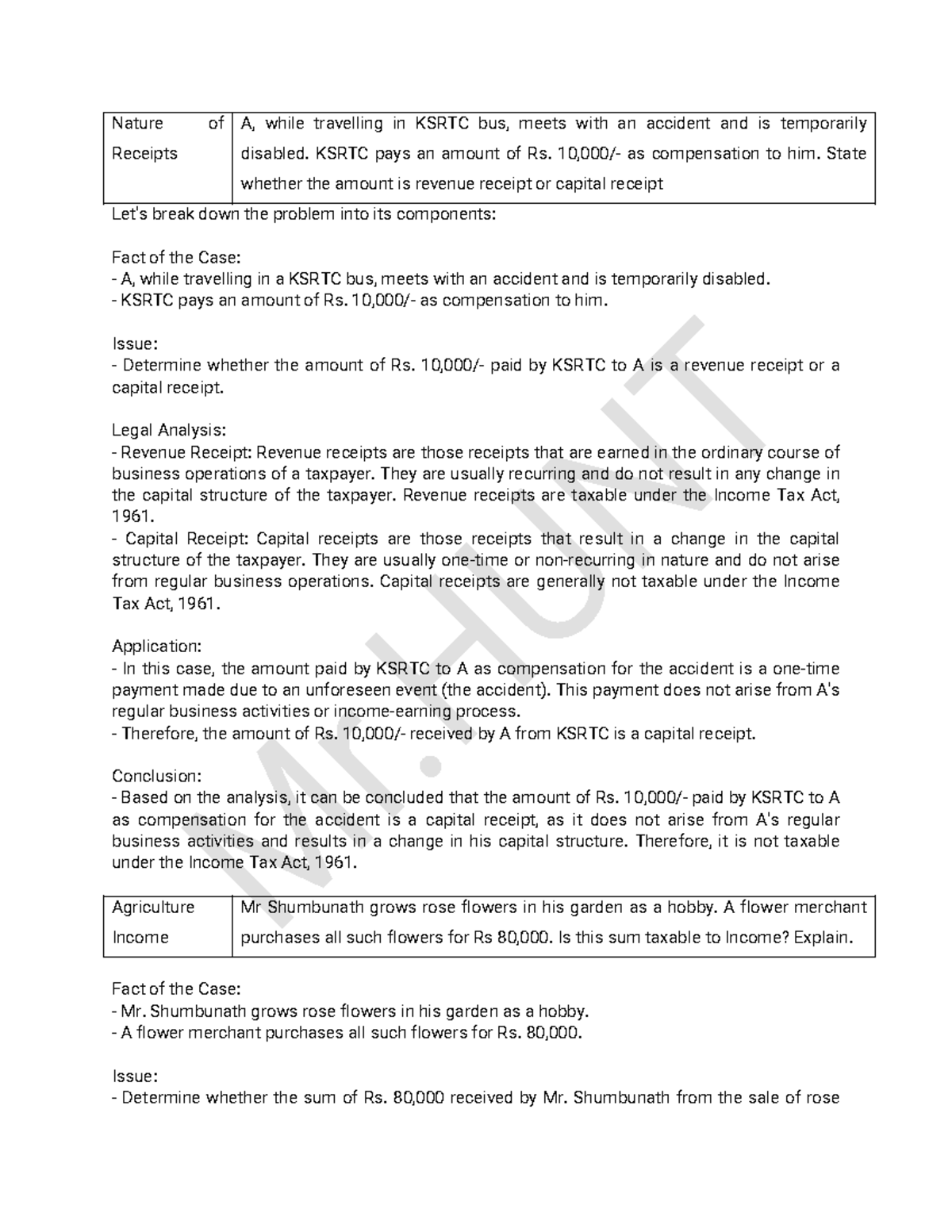 Law of Taxation: Unit-wise Problems Solved - Mr. Hunt - Studocu