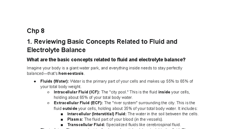 Chap 8 notes - Chp 8 1. Reviewing Basic Concepts Related to Fluid and ...