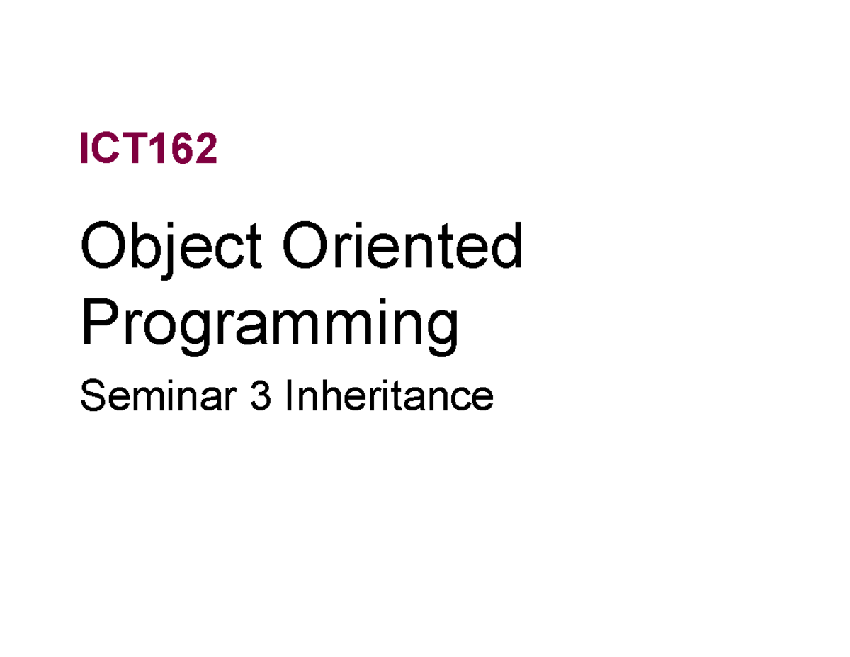Seminar 3 - 2024 - NAA - ICT Object Oriented Programming Seminar 3 ...