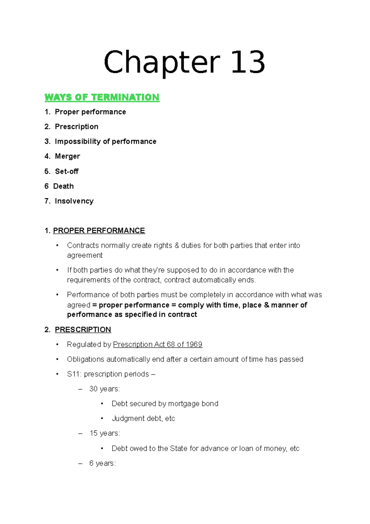 Chapter 13 JHA: Ways of Termination Explained - Studocu