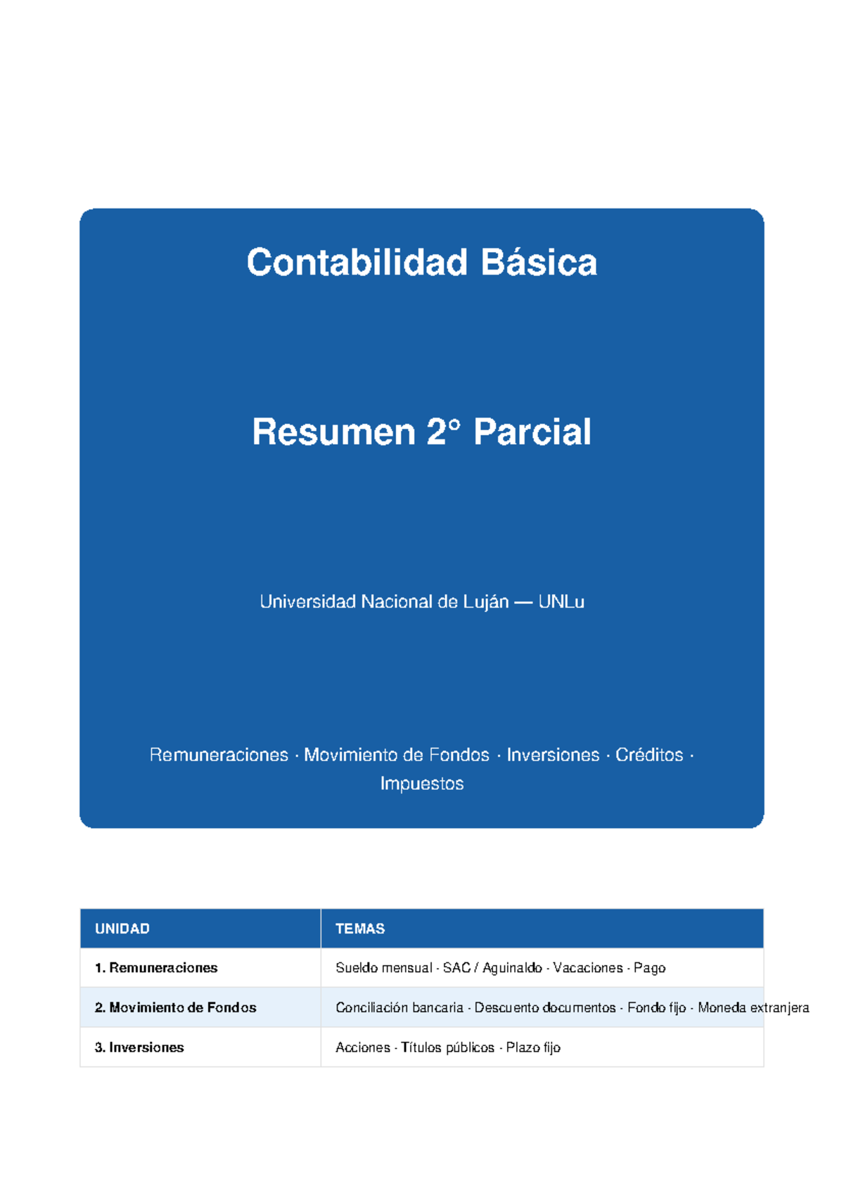 Resumen para el 2do Parcial de Contabilidad Básica UNLu - Studocu