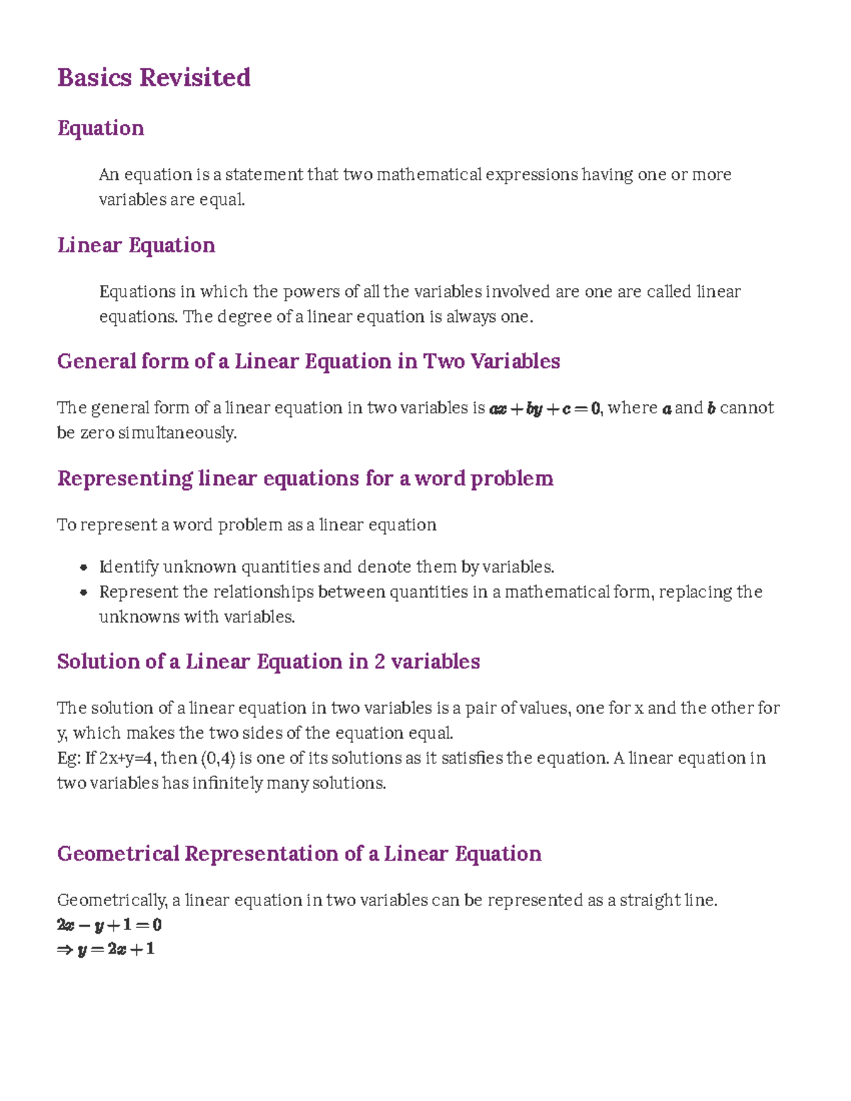 Pair of Linear Equations in Two Variables: Key Concepts and Solutions ...