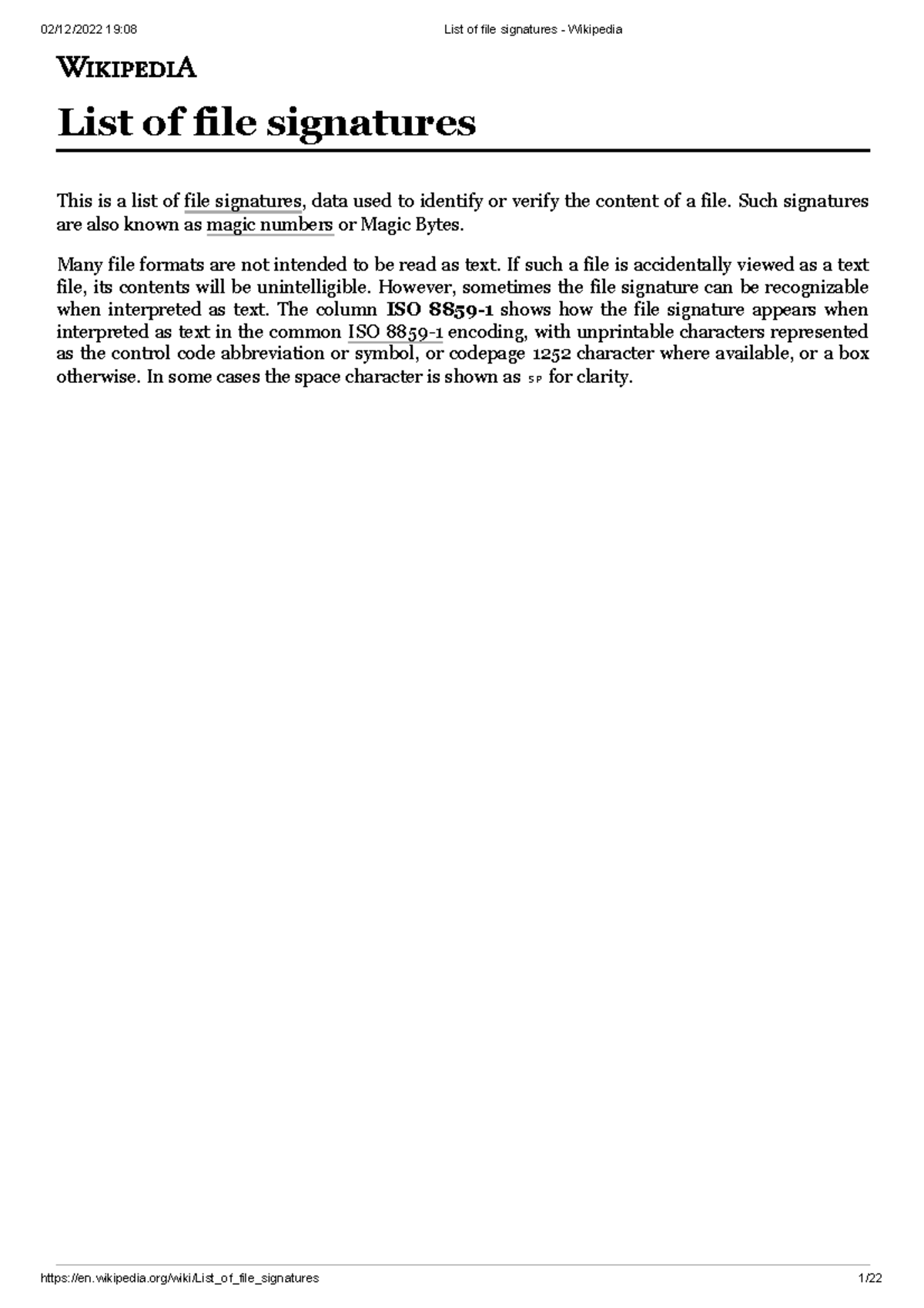 List of file signatures - Wikipedia - List of file signatures This is a ...
