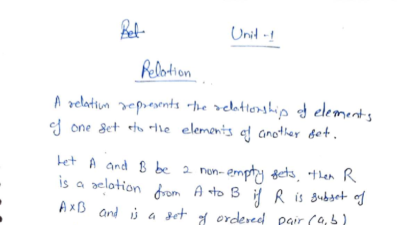 Unit 1: Relations - Comprehensive Notes on Set Relationships - Studocu