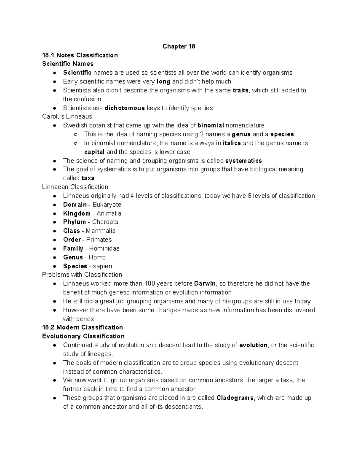 Chapter 18 Notes - Chapter 18 18 Notes Classification Scientific Names ○ Scientific  names are used - Studocu