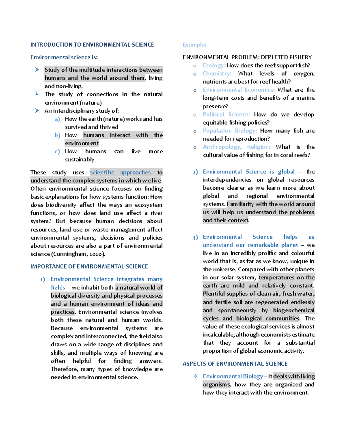 ENV SCIE 101: Prelim Review on Environmental Science Concepts - Studocu