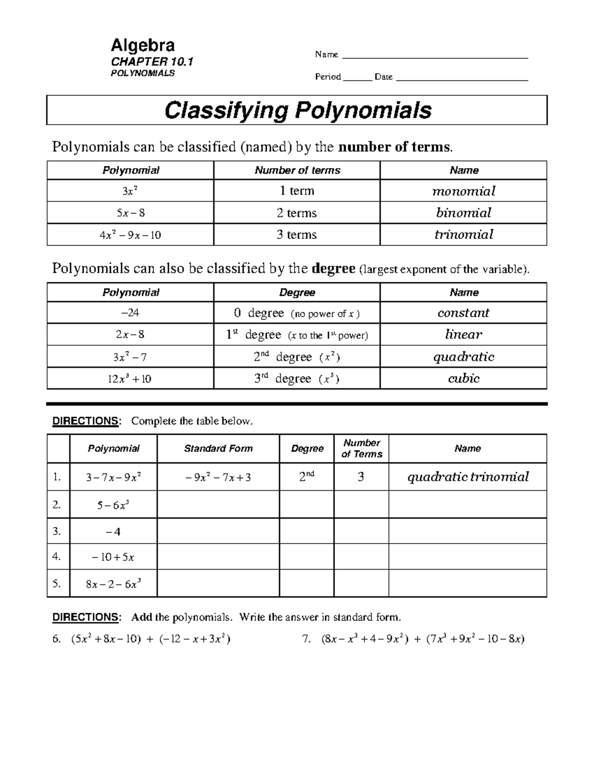10.1 A-Classifying-Polynomials E - Study Notes on Polynomial Types ...