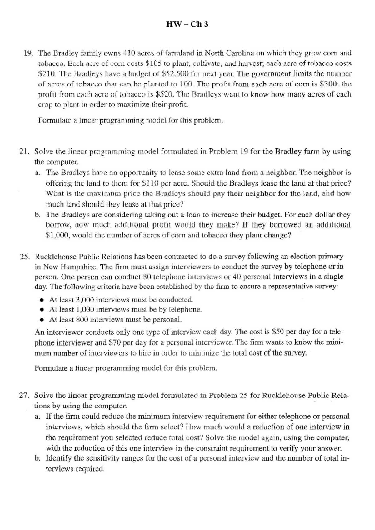 HW 3 - Ch 3 Decision Making Assignment on Linear Programming - Studocu