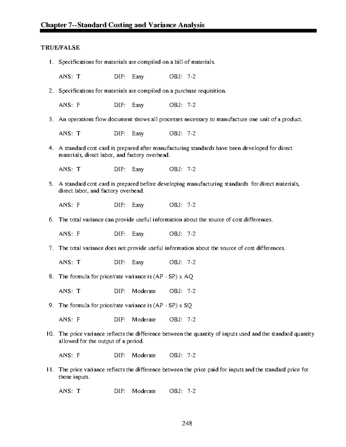 Chapter 7: Costing and Variance Analysis - MAS 2012 - Studocu