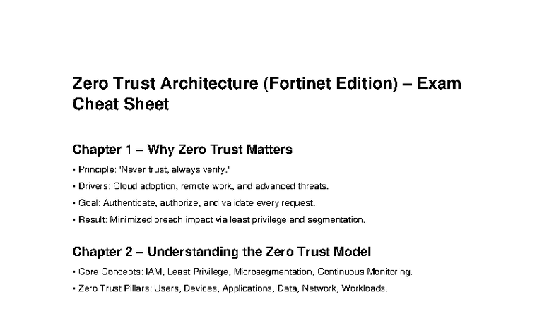 ZTA 101 Exam Cheat Sheet: Understanding Zero Trust Architecture - Studocu