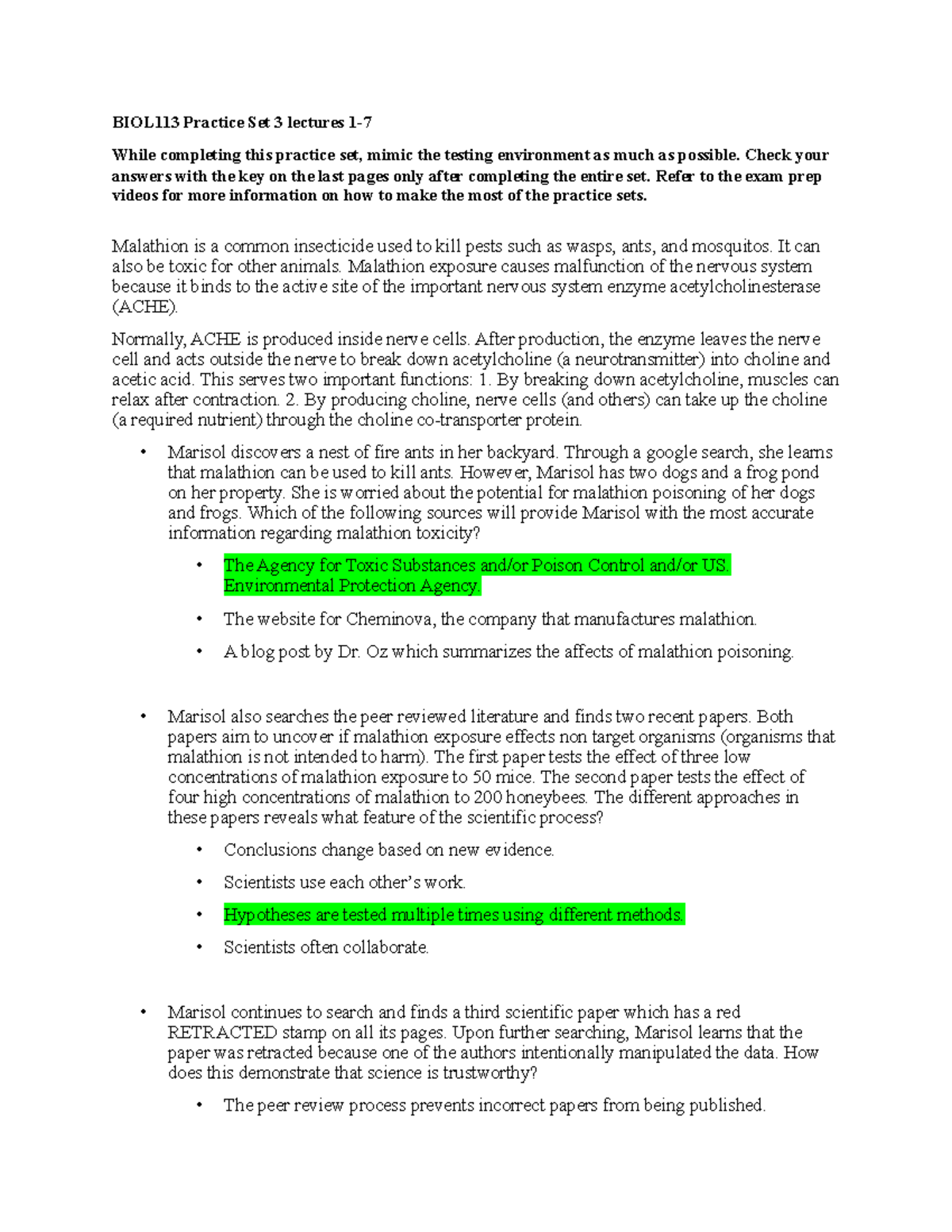 BIOL113 Practice Set 3: Lecture Notes and Exam Prep - Studocu