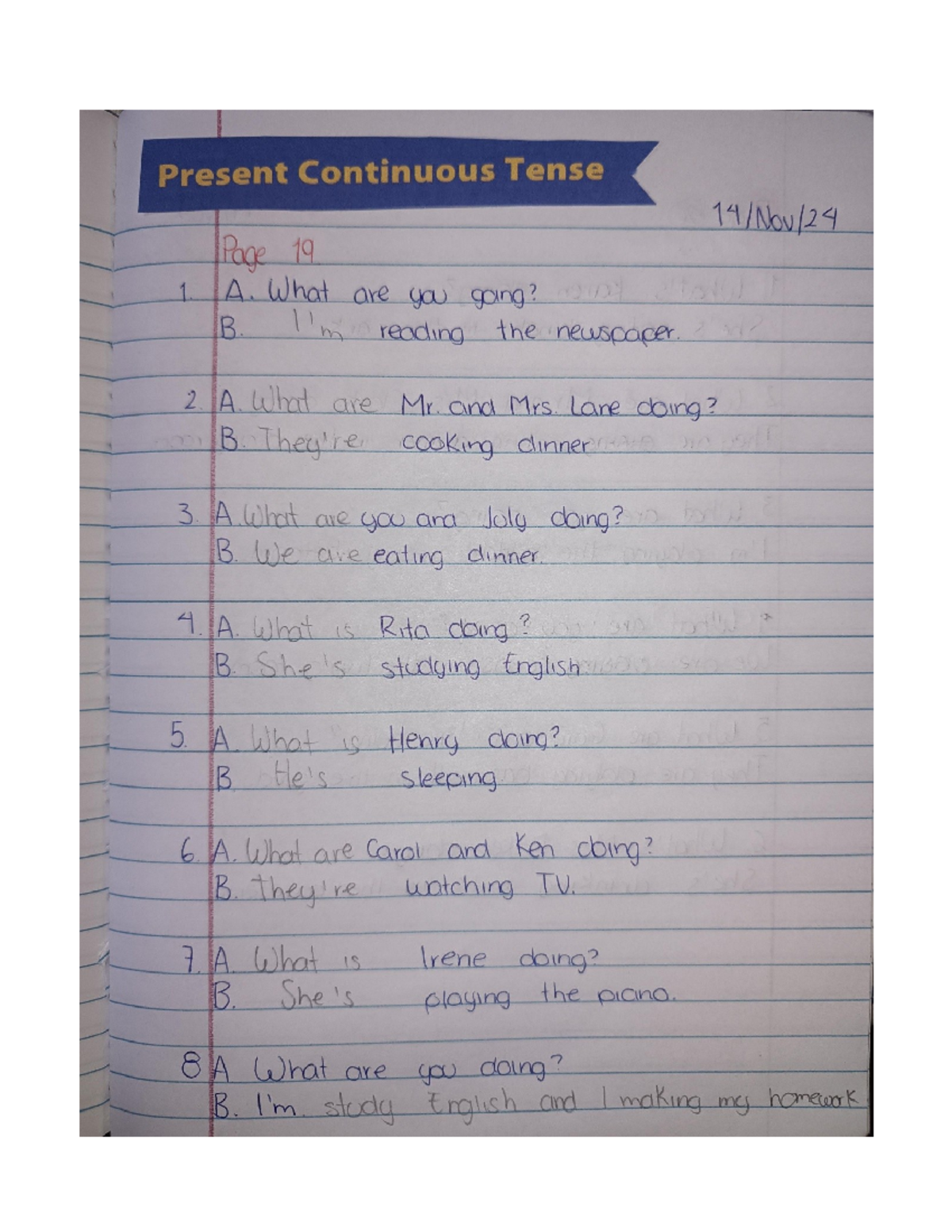 Intermedio 1: Present Continuous Tense Exercises and Activities - Studocu