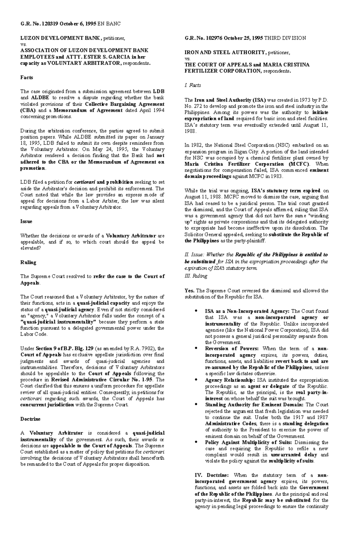 G.R. Cases in Administrative Law: Key Rulings and Doctrines - Studocu