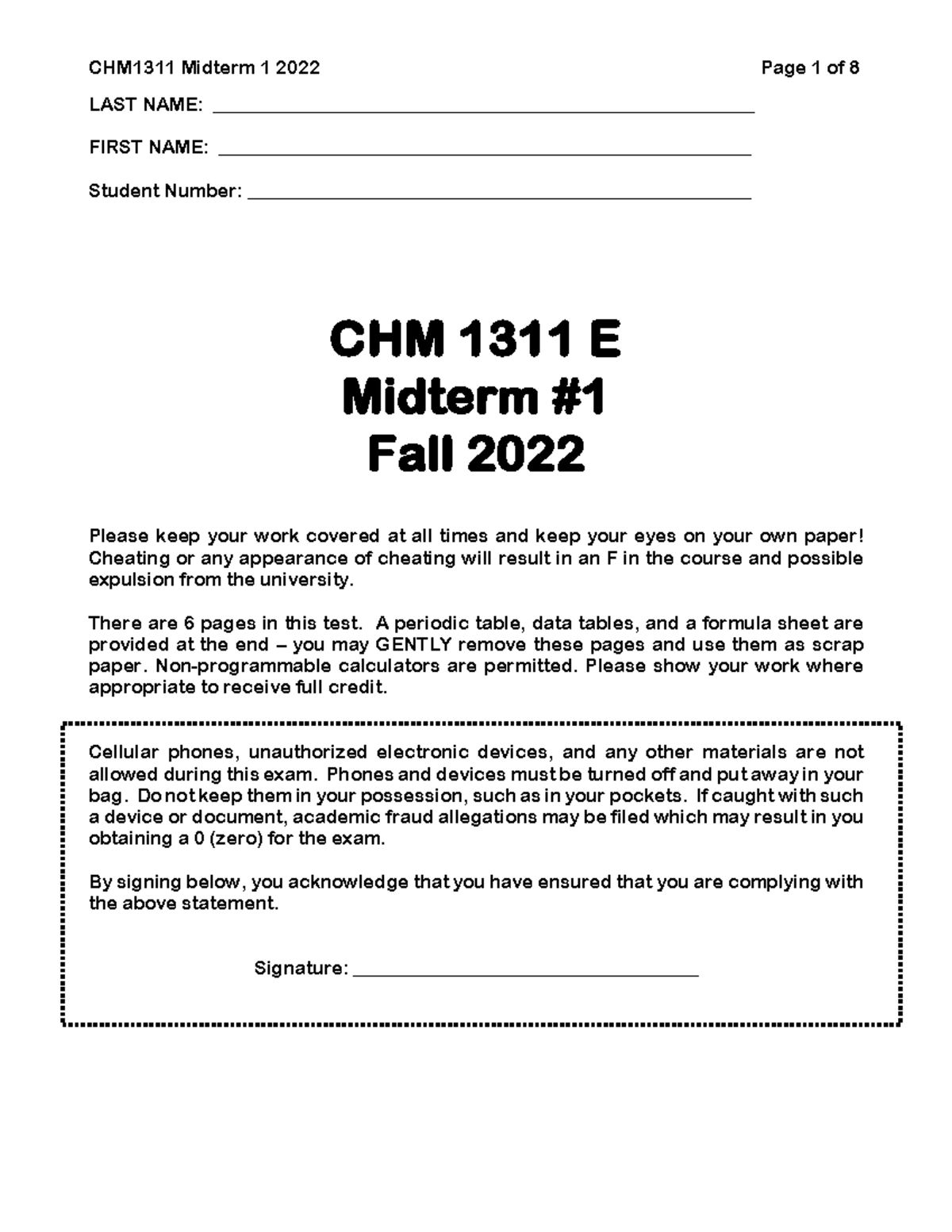 2022 Midterm 1 Review for CHM1311 Exam - Studocu