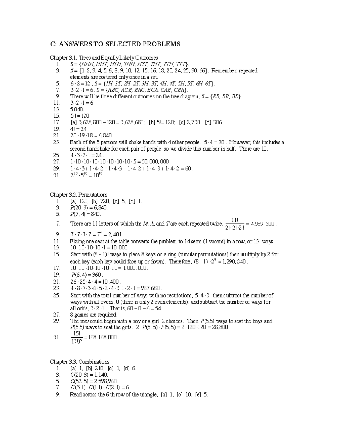 Solutions to Selected Problems - Ch 3: Trees, Permutations ...