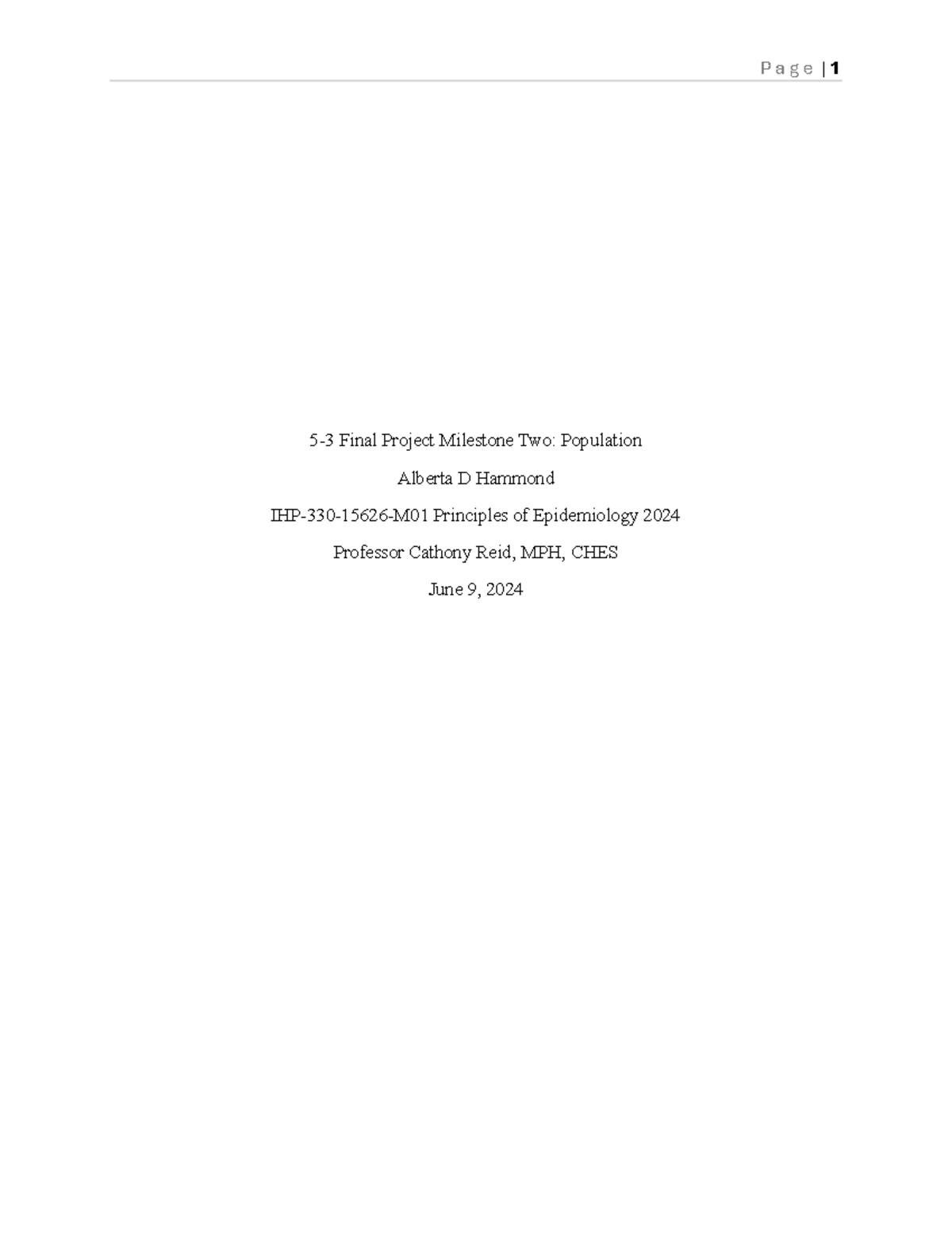IHP-330-15626-M01 Final Project Milestone 2: Population Analysis - Studocu