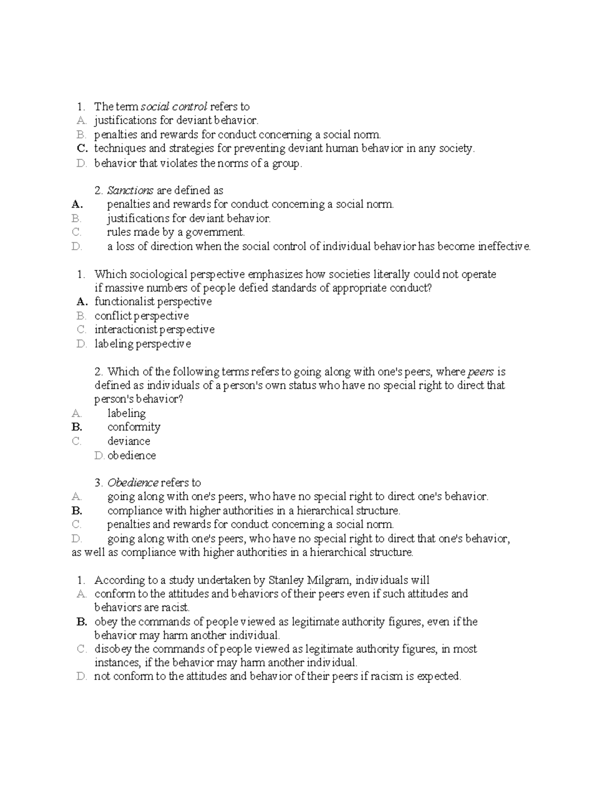 Final Exam Study Guide for Sociology (SOC101) - Studocu