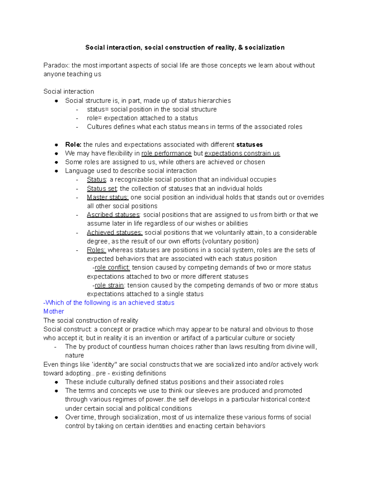 SOC 101 Module 4: Social Structure, Interaction, and Socialization ...