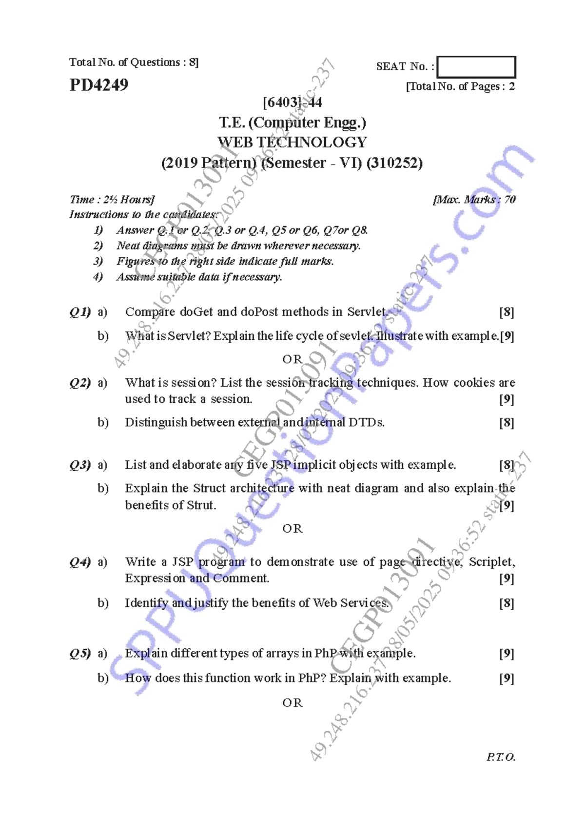 Web Technology (PD4249) Final Exam Notes - Computer Engg. Sem VI - Studocu
