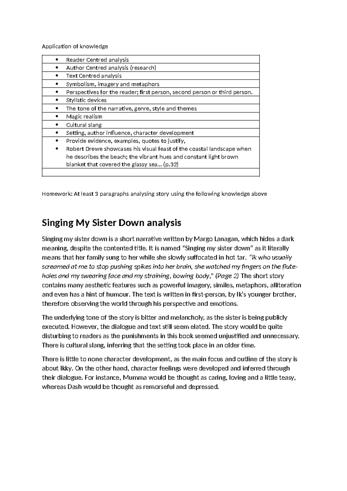 English Homework Week 2: Analysis of 