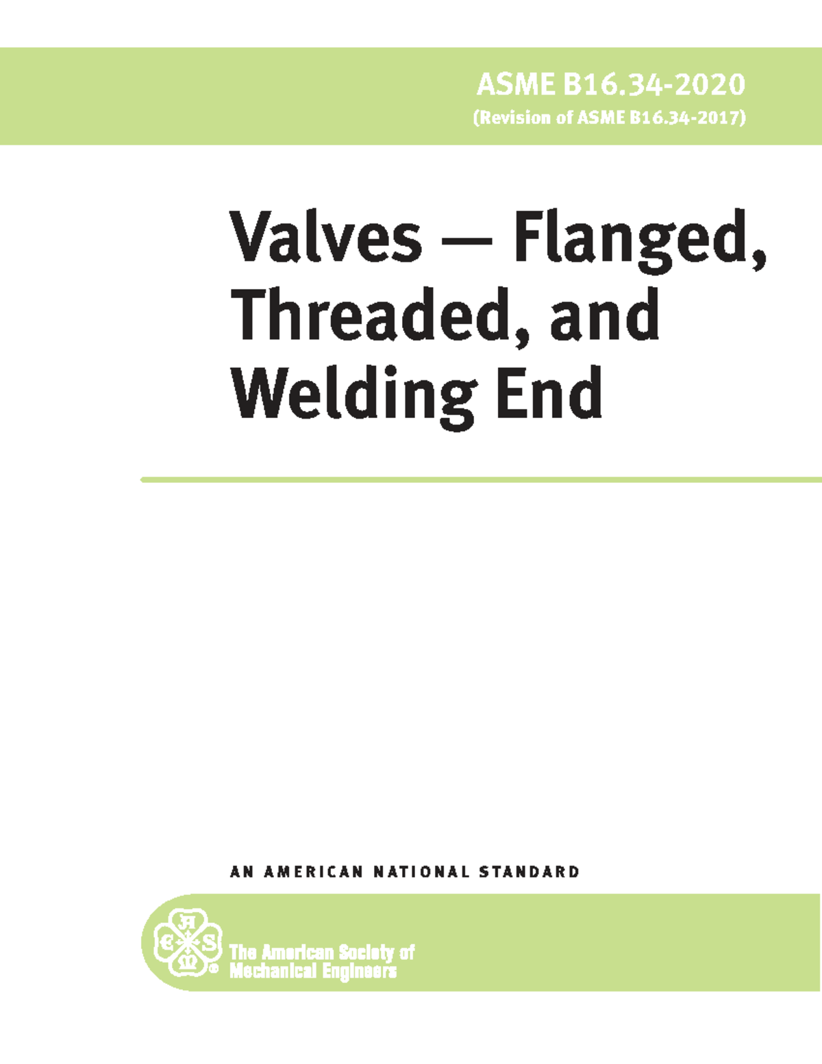 ASME B16 - Standard for Valves: Flanged, Threaded, and Welding End ...