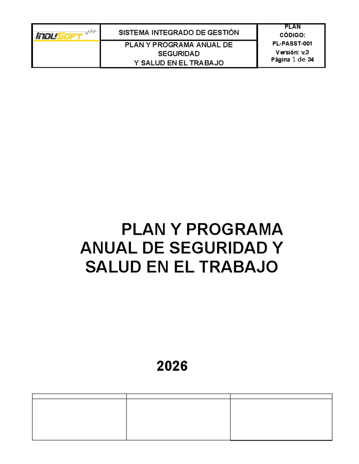 PLAN Y PROGRAMA ANUAL DE SEGURIDAD Y SALUD EN EL TRABAJO 2026 - CÓDIGO ...