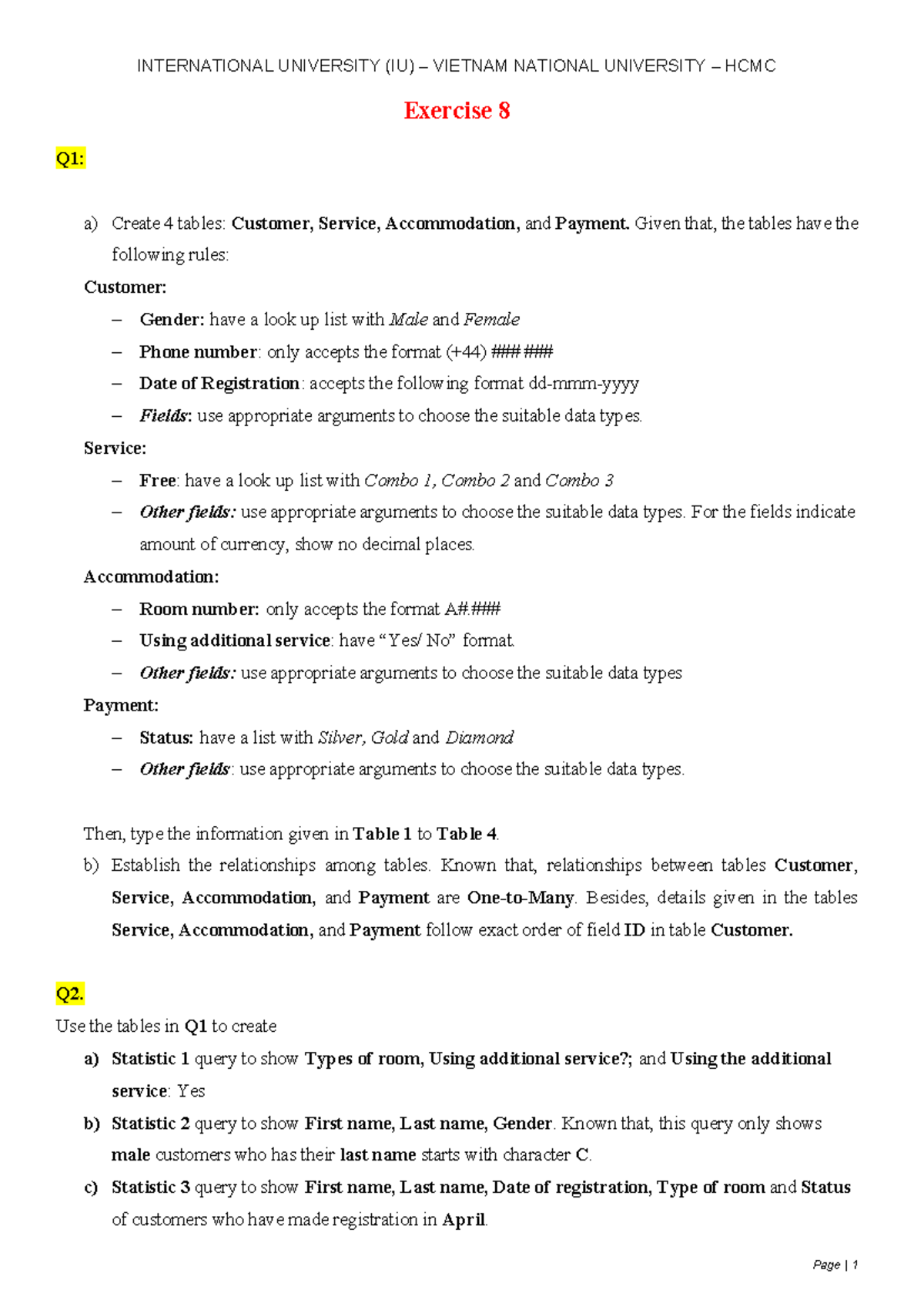 Exercise 8 - Database Tables and Queries - IU Code Analysis - Studocu