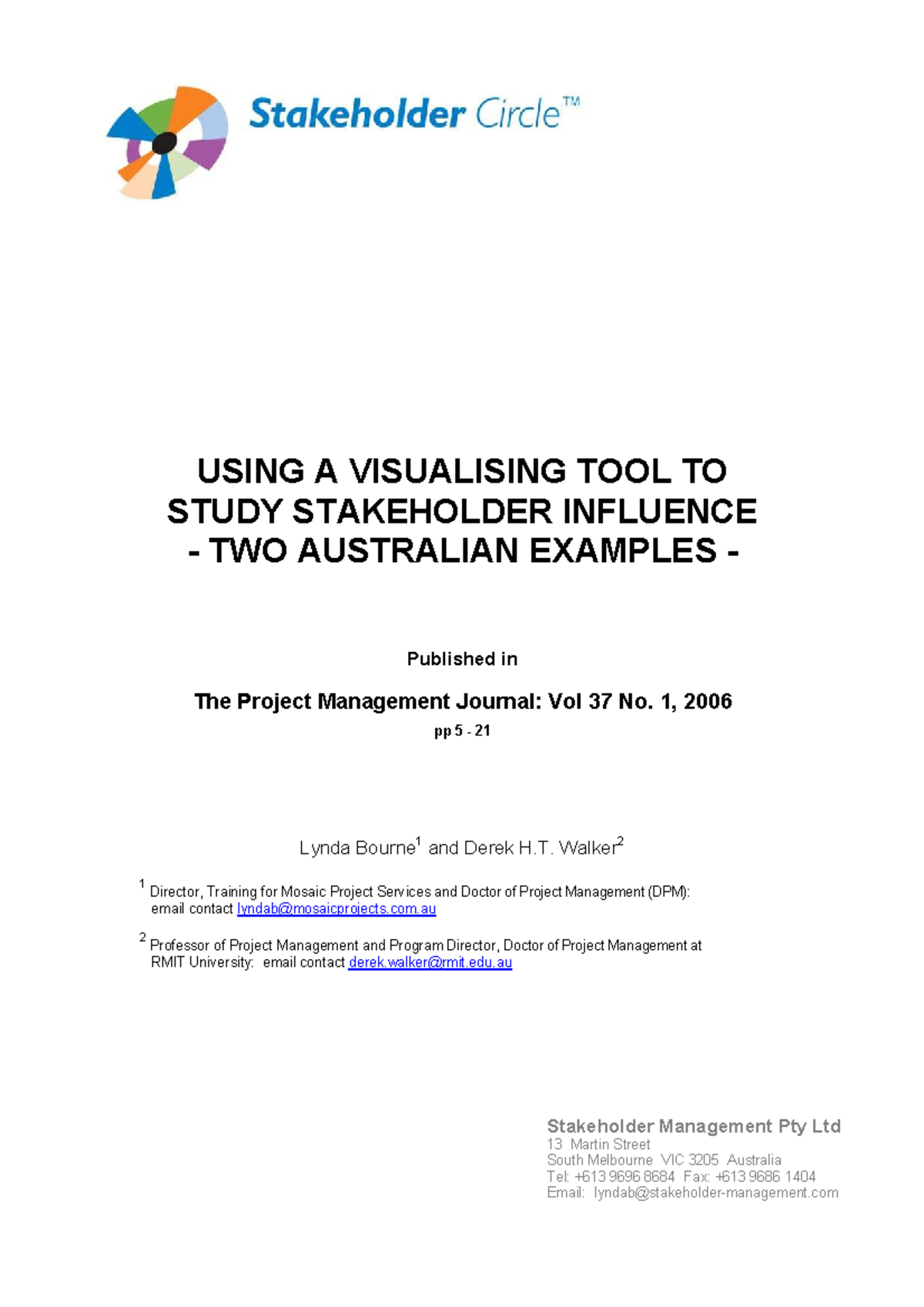 P047: Visualising Stakeholder Influence in Project Management - Two ...