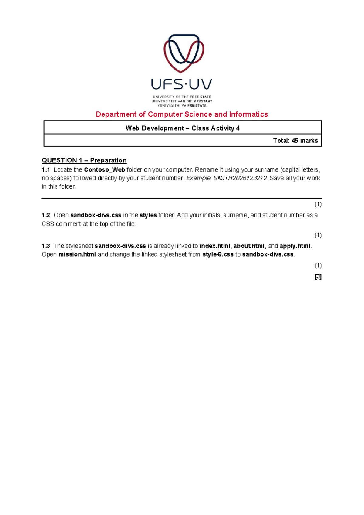CSCI 101 Web Development Class Activity 4 Instructions and Guidelines ...