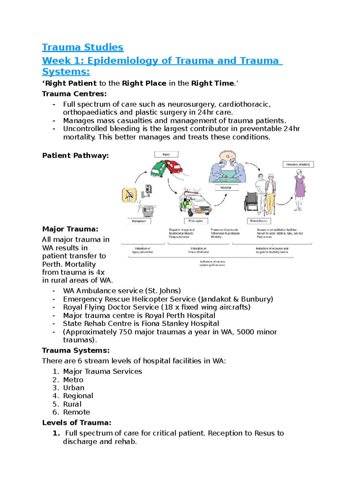 PST2102 Trauma Studies: Week 1 Overview of Trauma Epidemiology and Care ...