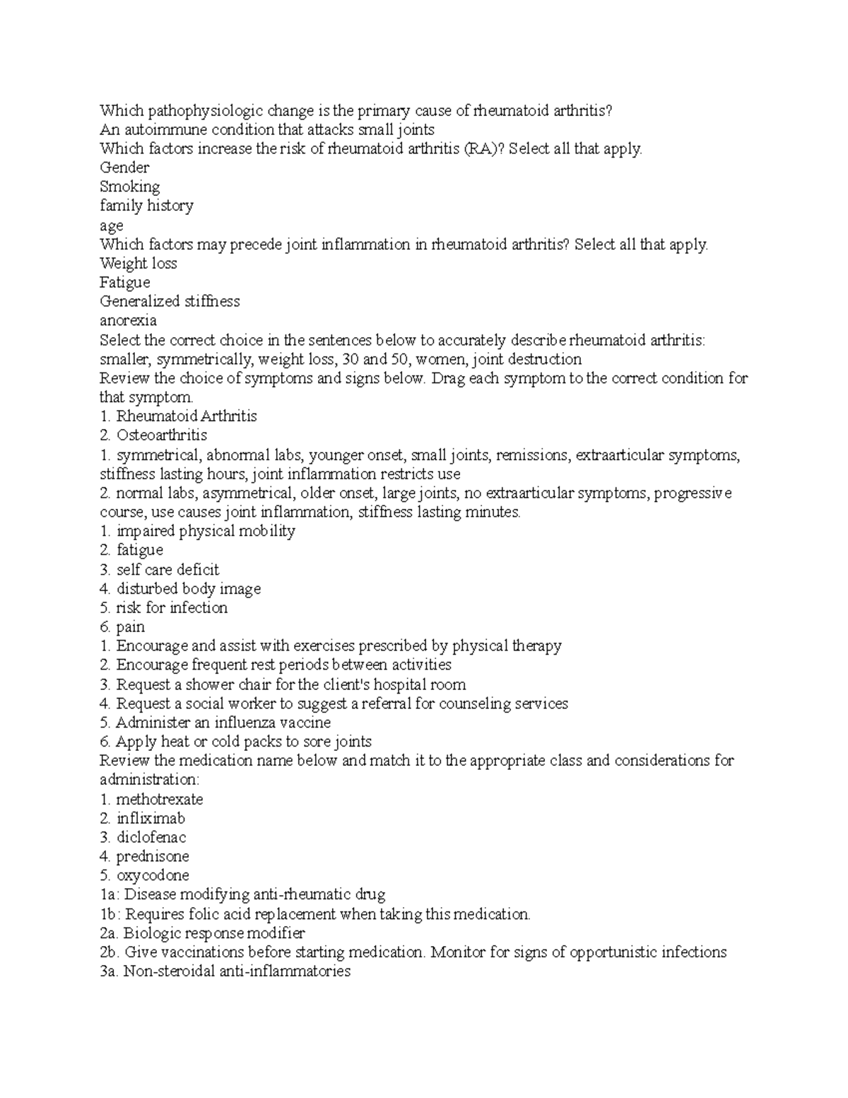 NR 324 Midterm Study Guide: Key Concepts on Rheumatoid Arthritis - Studocu