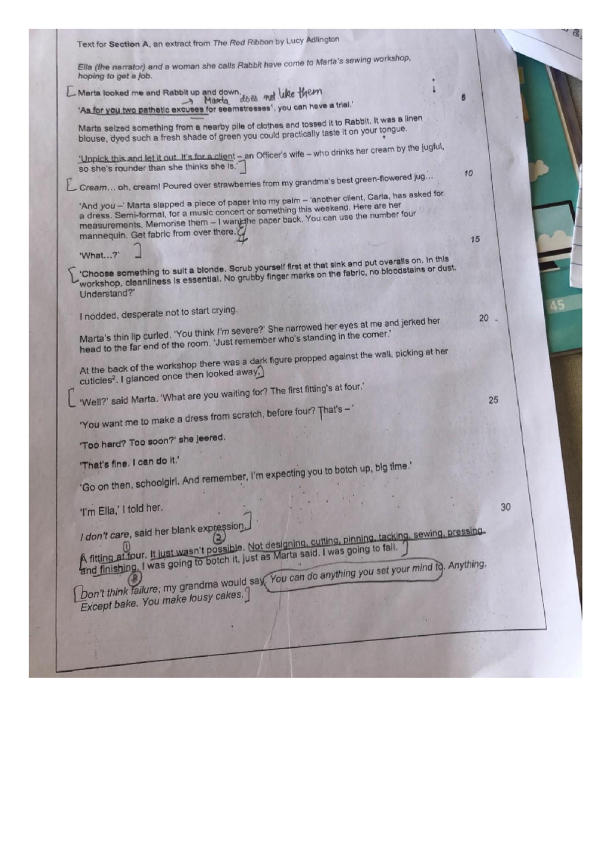 Stage 9 English Insert: The Red Ribbon Extract Analysis - Studocu