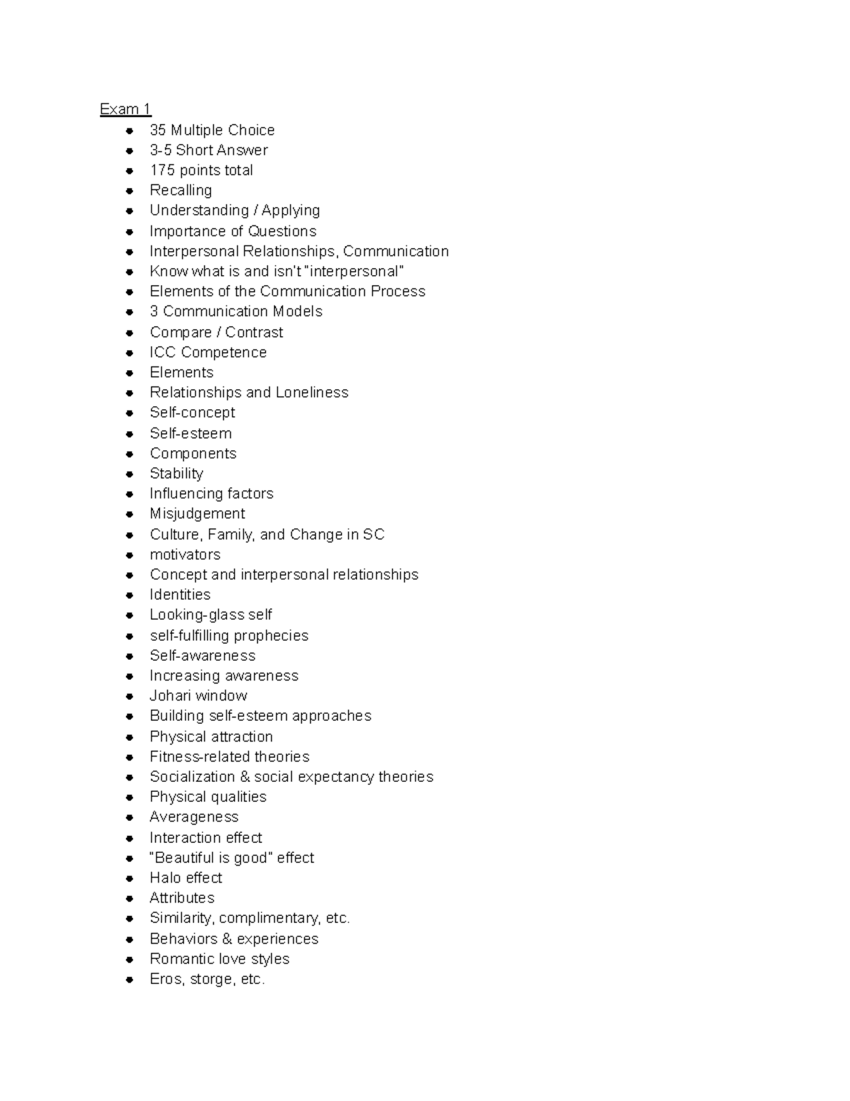 COMM 1500 Exam 1 Study Guide: Key Concepts & Models - Studocu