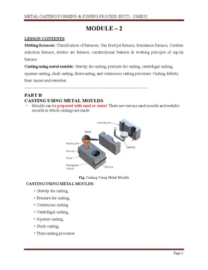 BME302 MP Module 3 Notes - Module- 3 Page 1 MODULE – 3 METAL FORMING ...
