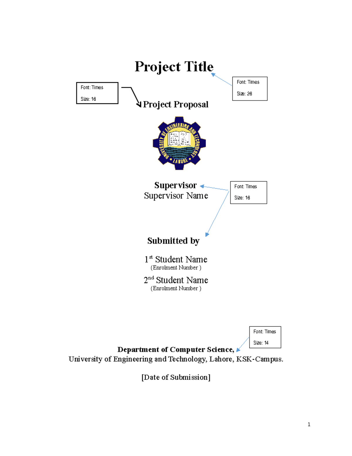 FYP Proposal Format for CS Project Submission - UET Lahore - Studocu