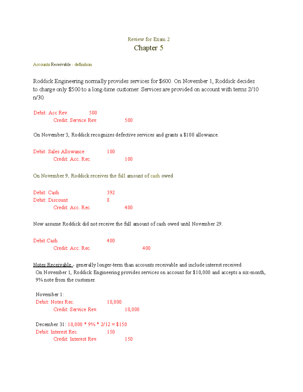 Accounting 201 Exam 2 Review Problems Chapters 5-8 Summary Notes - Studocu