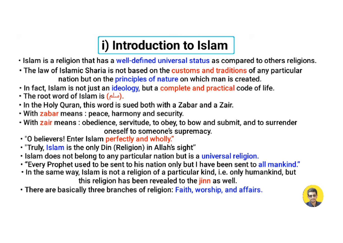 ISL202 Lecture 1 & 2 Notes: Introduction to Islam and Beliefs - Studocu