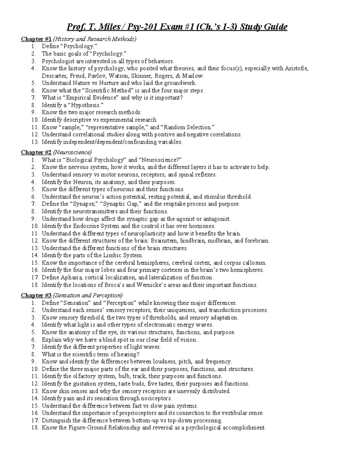 PSY 201 Chapter 2 Study Guide: Neuroscience & Behavior for Exam 1 - Studocu