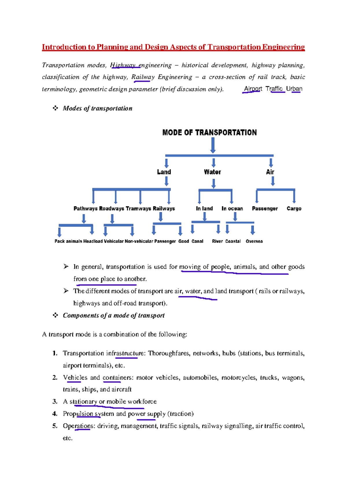 BCE 301: Introduction to Transportation Engineering Planning & Design ...