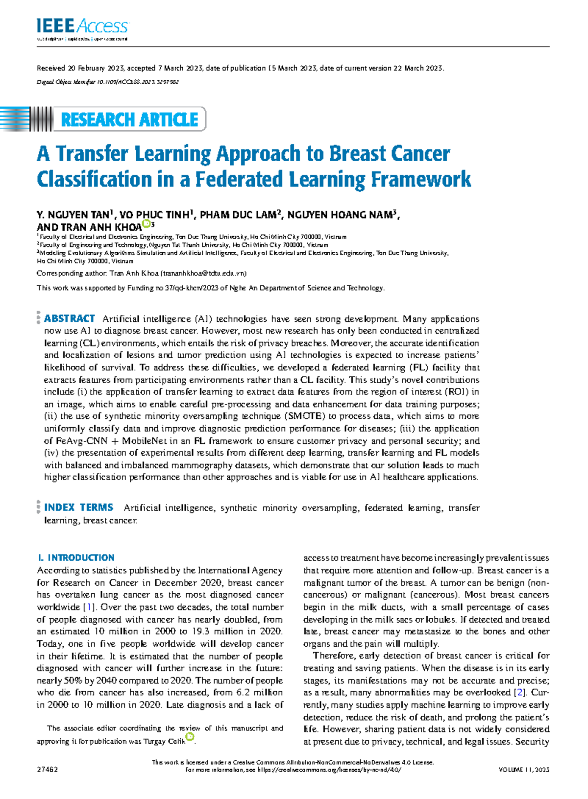 A Transfer Learning Method for Breast Cancer Classification in FL ...
