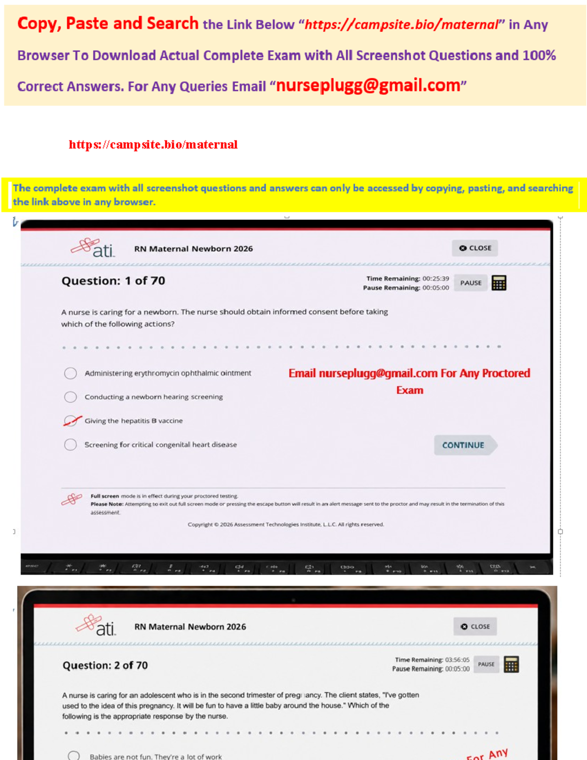 ATI RN Maternal Newborn 2026 Proctored Exam: 70 Questions & Answers ...