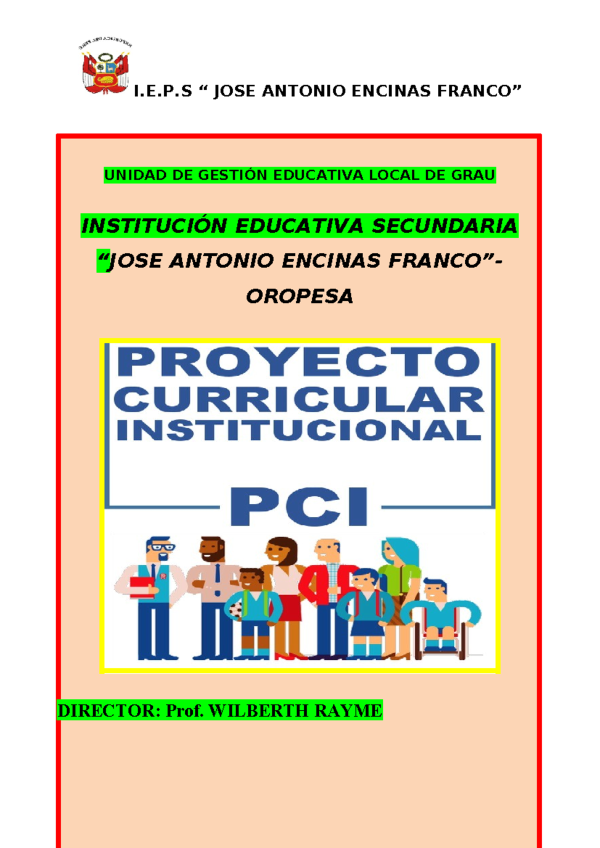 Proyecto Curricular Institucional (PCI) para "Jose Antonio Encinas Franco" - Document Preview