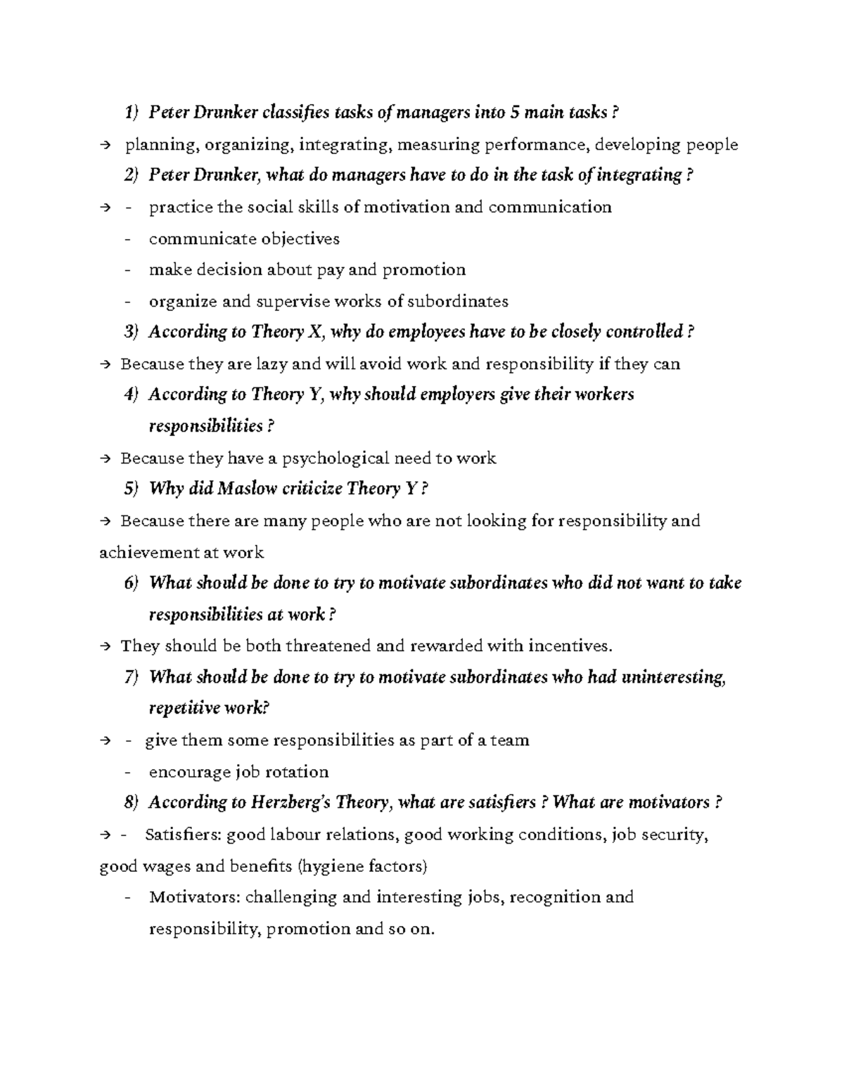 BUS 101 QUIZ Review - Managerial Theories and Concepts - Studocu