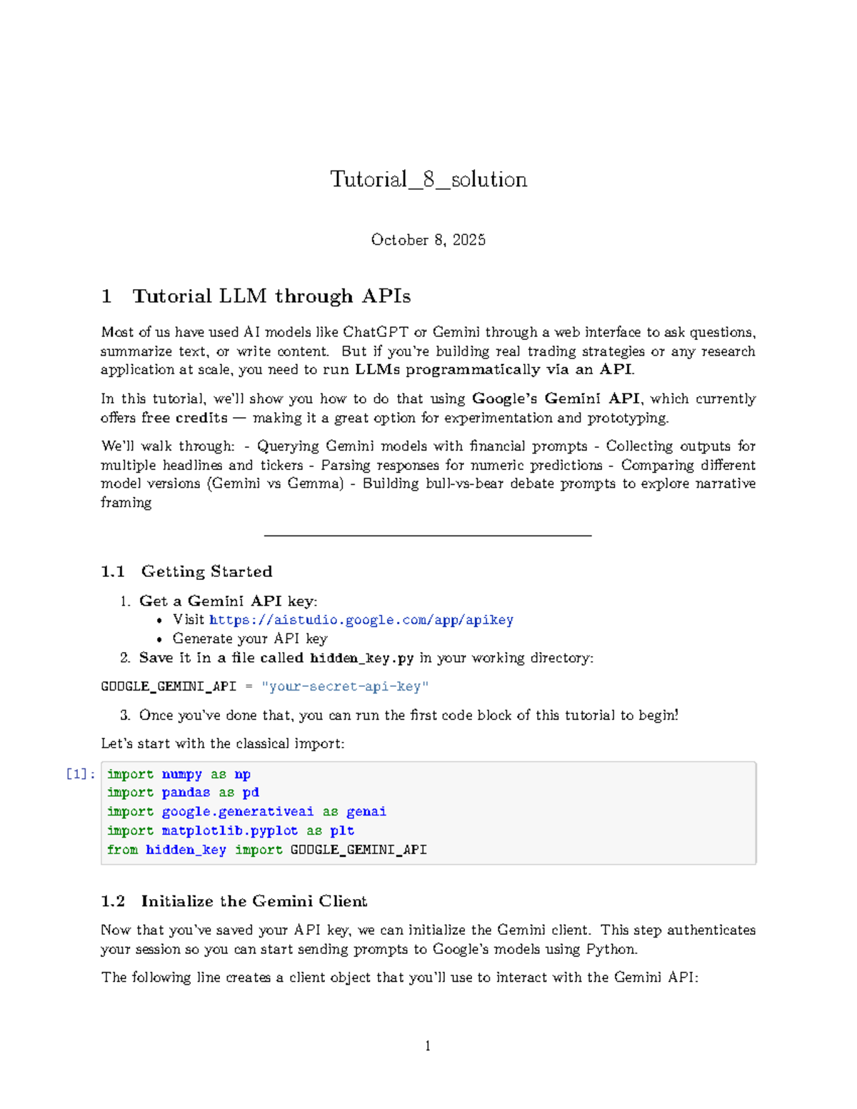 Tutorial 8: LLM API Solutions for Financial Predictions - Studocu