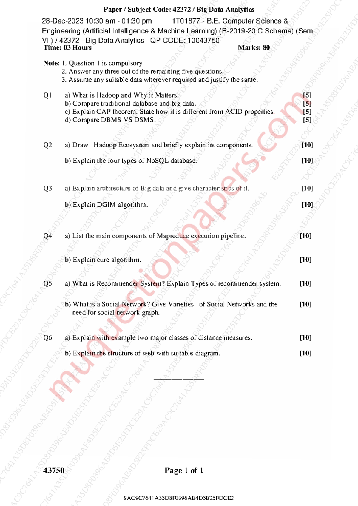 Big Data Analytics (42372) - Final Exam Paper - Studocu