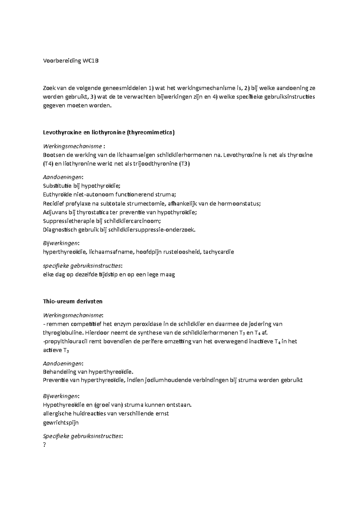 WC1B Voorbereiding: Medicijnen en Werkingsmechanismen voor CBL ...