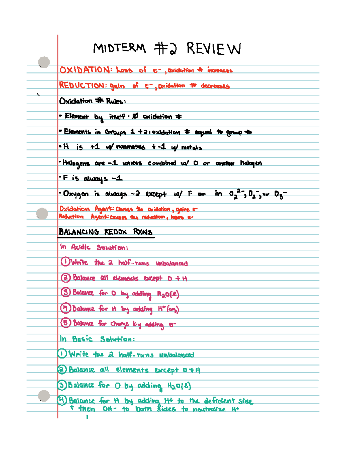 Midterm #2 Chem 6C Review - MIDTERM 2 REVIEW OXIDATION Loss of e ...