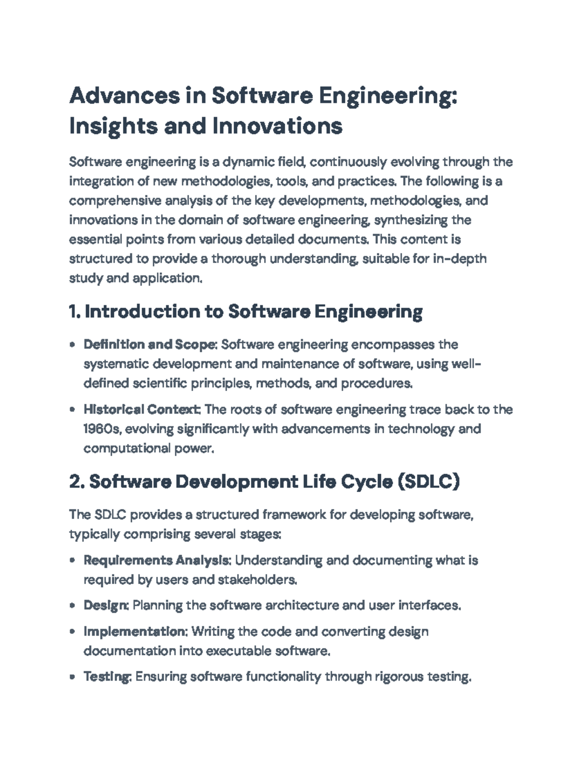 Advances in Software Engineering: Key Developments and Innovations ...