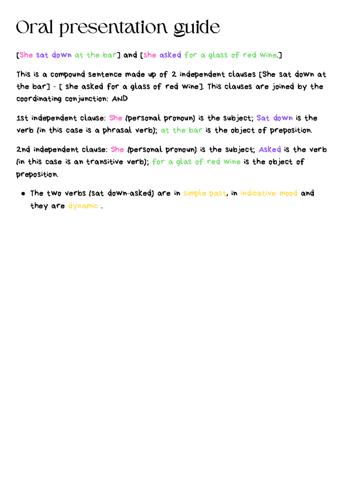 Oral Presentation Guide: Structure & Analysis of Compound Sentences ...