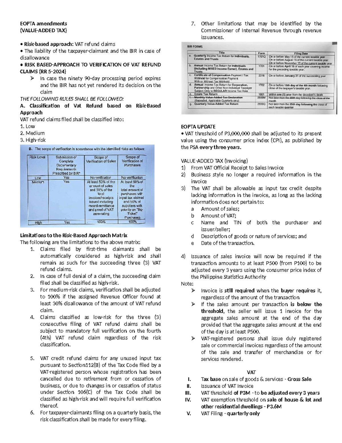 EOPTA Tax Update: VAT Refund Claims & Invoicing Changes - Studocu